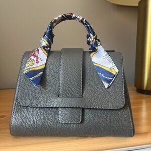 Vera Pelle Grey Leather Crossbody Top Handle Bag